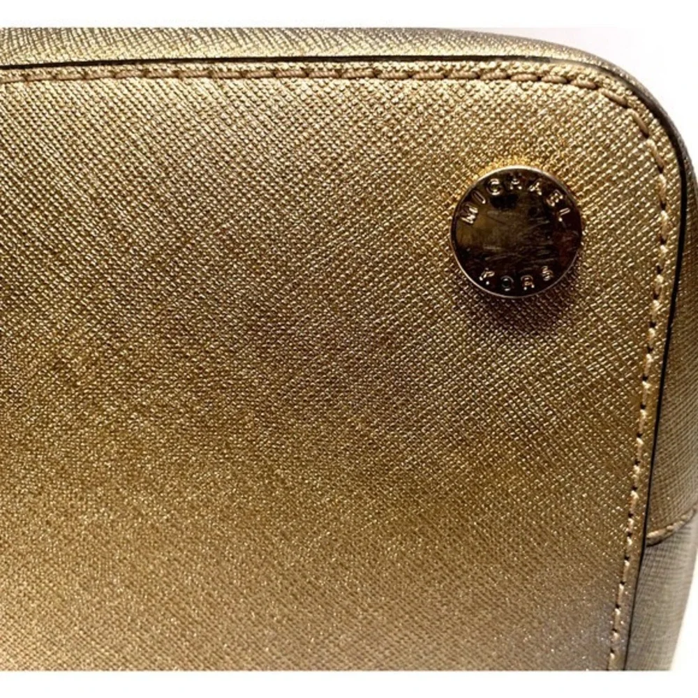 Michael Kors Emmy Dome Satchel Purse‎ Crossbody Metallic Gold Medium